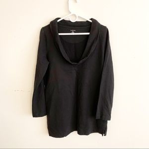 Lands' End Cowl Neck Tunic Long Sleeve Top black
